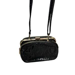 Melie Bianco Black Triple Compartment Crossbody Bag